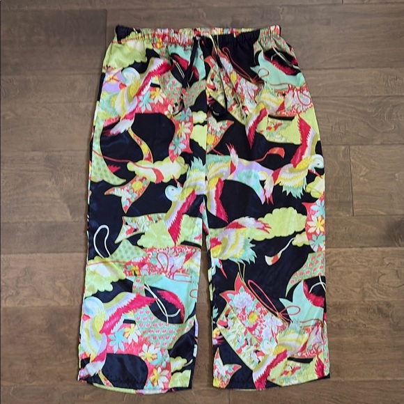 Natori Satin Pajama Pants Wide Leg Crop Length Drawstring Women’s Size Large - Picture 1 of 8